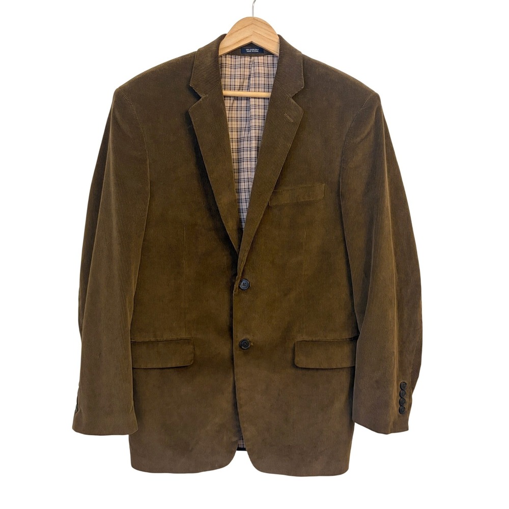 Saddlebred Mens Brown Corduroy Blazer 40R Sports Coat Jacket Cotton Academia - Picture 1 of 14